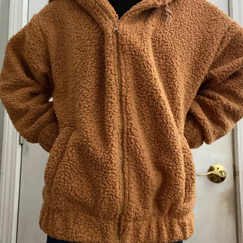 Aerie Orange-Brown Puffy Zip-Up